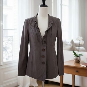 NWT Christopher & Banks Ruffle V-Neck Button Up Jacket Sz Small